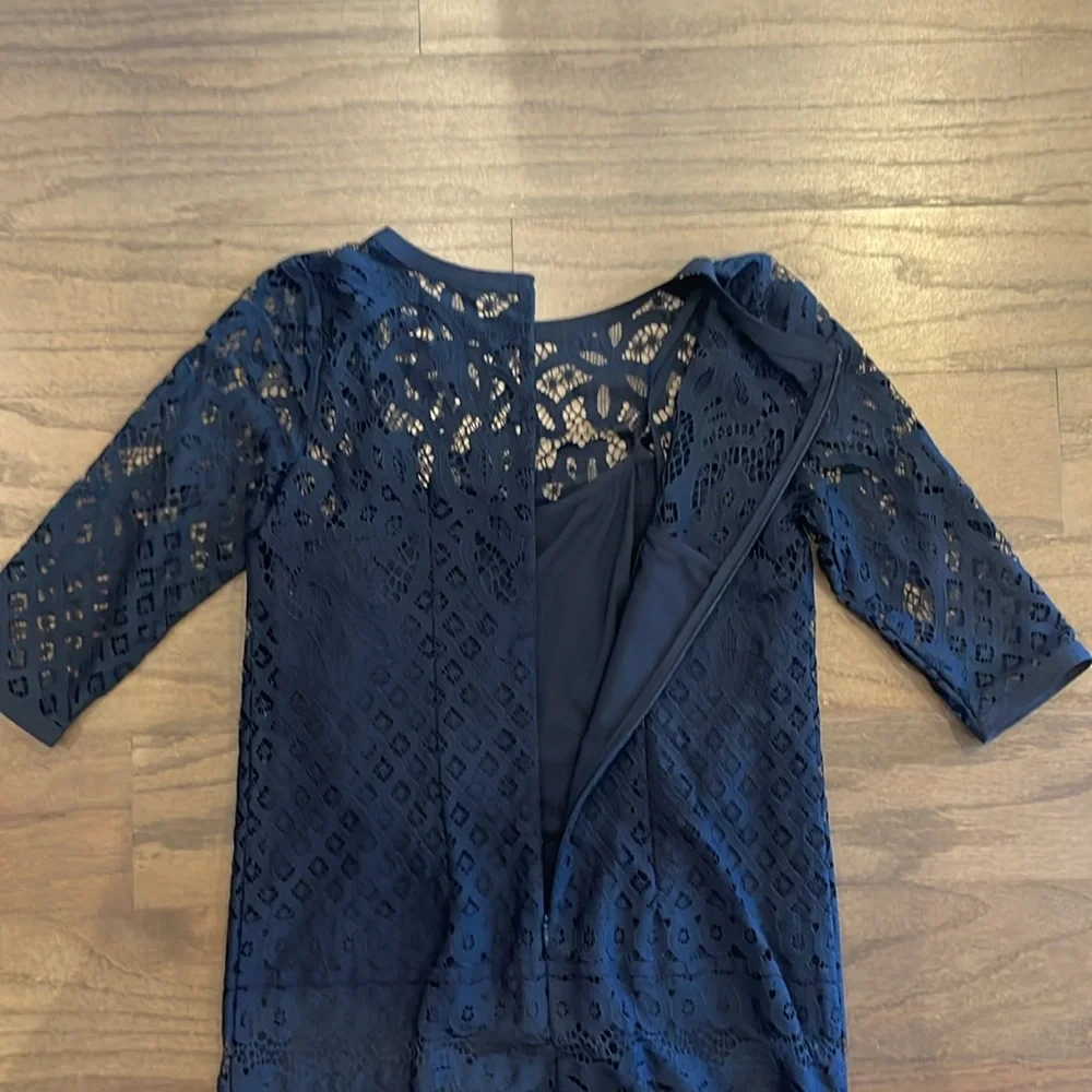 LOFT Petite Navy Lace Dress - Size 0P - Picture 6 of 9